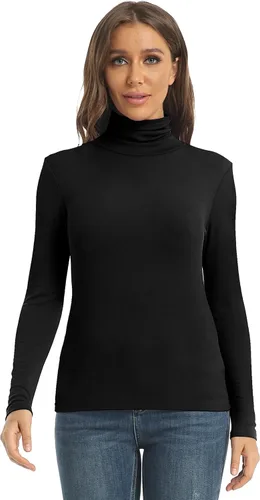 Miniatura 2 de Tops casuales de manga larga con cuello alto para mujer, camisas ajustadas y ligeras de capa base