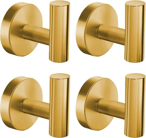 VAEHOLD Ganchos para toallas de pared, soporte resistente al agua, ganchos para toallas de baño para colgar abrigos, ropa, gancho de armario para Oro