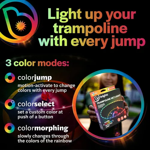 Miniatura 3 de Brightz Luces de trampolín por encima de la red, clips LED de 40 pies a la red de seguridad, accesorios de trampolín que cambian de color, 3 modos