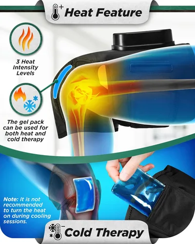 Miniatura 5 de Lunix LX4 - Masajeador de rodilla con calor y compresión, recargable para muslo, pantorrilla y rodilla con terapia de frío o calor, soporte