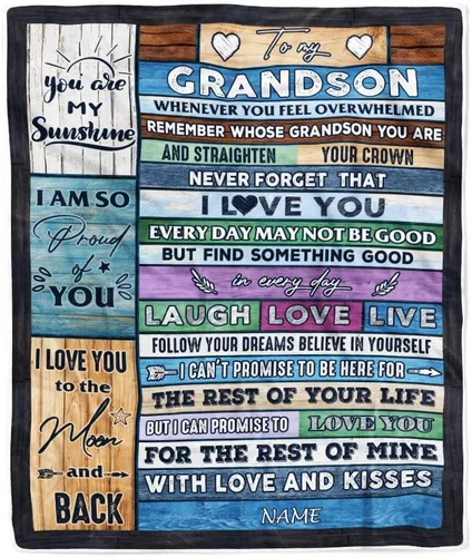 Miniatura 28 de Manta personalizada con texto en inglés «To My Grandson from Grandma Grandpa You Will Never Lose Lion Nison», manta de forro polar personalizada