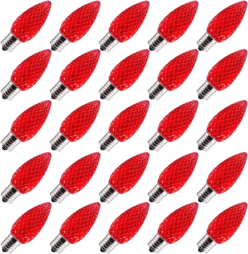 Miniatura 12 de Brightown Paquete de 25 bombillas LED C9 de repuesto para Navidad, bombillas LED C9 inastillables para cadena de luces de Navidad, base intermedia
