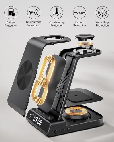 Miniatura 7 de Cargador inalámbrico para iPhone 17, estación de carga 3 en 1 para Apple Watch 11/10/9/8/7/6/5, Ultra 3/SE 3, para iPhone 17/16/15/14/13/12/11/X