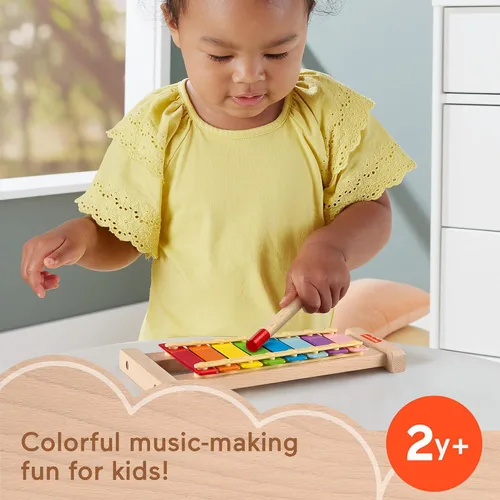Miniatura 3 de Fisher-Price Xilófono de juguete de madera para niños pequeños, instrumento musical de madera para juegos de desarrollo, niños preescolares a partir