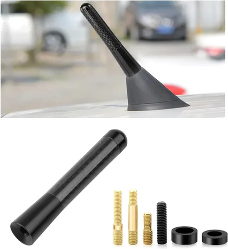 Miniatura 10 de KVAEY Antena corta para automóvil, antena aérea de aluminio rechoncha de 1.37 pulgadas con 4 tornillos y 2 juntas de goma, repuesto de antena de Azul
