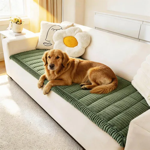 Miniatura 13 de Awjcsv Funda para sofá para perros lavable, fundas de sofá para mascotas de pelo esponjoso para sofá de 3 cojines, funda antideslizante para sofá