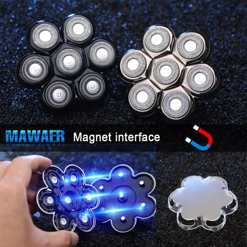 Miniatura 6 de Interfaz magnética universal de 7 cuchillas para afeitadora de cabeza de repuesto para máquina de afeitar serie Freedom, cabezales de repuesto