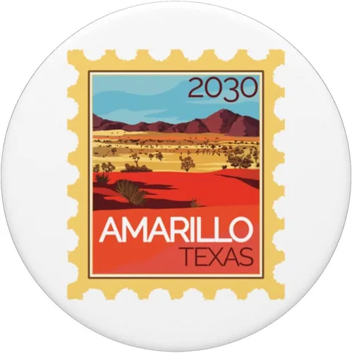 Miniatura 3 de Postage Stamp with Desert Landscape Amarillo in Texas PopSockets Swappable PopGrip