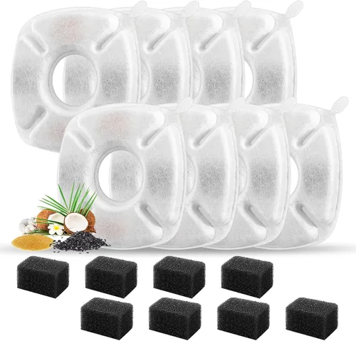 Miniatura 12 de 8 piezas de filtros de repuesto para fuente de gato, 4 paquetes de filtros de repuesto para fuente de agua para gatos con 4 paquetes de esponjas