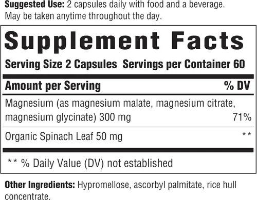 Miniatura 2 de INNATE Response Formulas Magnesio 300 mg - Suplemento Mineral para Relajación Muscular - Vegetariano y Sin Gluten - 120 Cápsulas (60 Porciones)