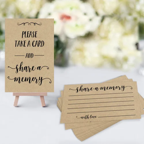 Miniatura 2 de Printed Party Comparte una Tarjetas de Memoria, Celebración de la Vida, Kraft Rústico, Juego de 25