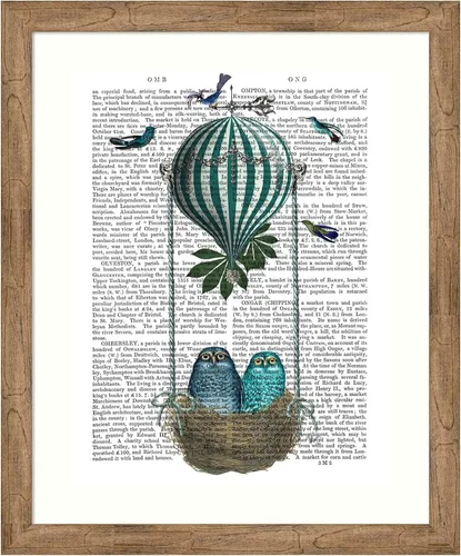 Miniatura 11 de Amanti Art Fab Funky - Póster enmarcado para pared, diseño de nido de globo de búho de 24 x 20 pulgadas, arte de pared de animales, decoración
