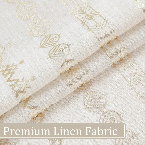 Miniatura 6 de SXZJTEX Cortinas de lino dorado para sala de estar, cortinas bohemias étnicas tribales geométricas celestiales con filtro de luz de 63 pulgadas