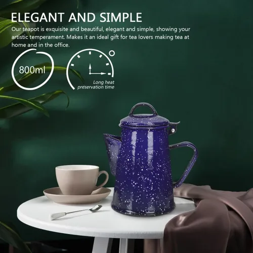 Miniatura 6 de MAGICLULU Hervidor de té esmaltado, cafetera de calentamiento de agua con mango antiquemaduras y boquilla fina, para hogar, dormitorio, oficina