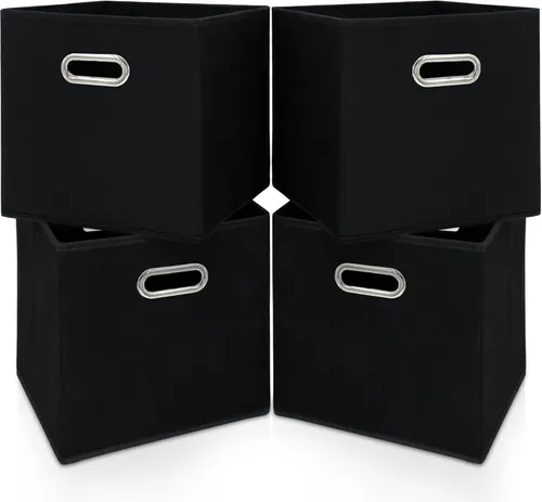 Miniatura 10 de Contenedores de almacenamiento plegables de 11 pulgadas, cubos de tela negra con asa para armario o caja plegable, juego de 2 unidades de 11 x 11 x