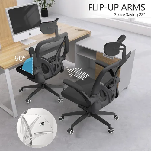 Miniatura 7 de Monhey Silla de oficina negra, silla de oficina ergonómica, silla de escritorio de oficina en casa para personas grandes y altas, silla de 02all