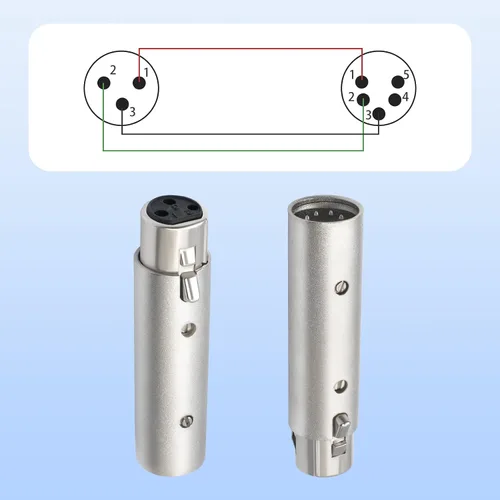 Miniatura 4 de XLR - Adaptador hembra de 3 pines a macho de 5 pines, divisor de señal DMX/audio, cable blindado doble con terminales chapados en plata para 3Pin F