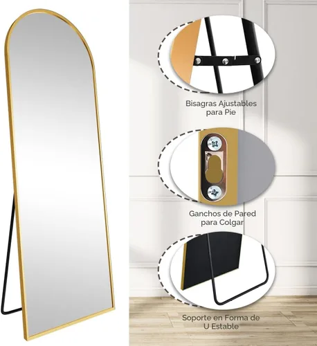Miniatura 6 de Prywot Espejo arqueado de cuerpo completo, 70"x26" Espejo de pie independiente, Espejos modernos de cuerpo completo con soporte, Espejos de pared