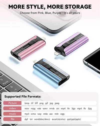 Miniatura 5 de Memoria USB de 256GB con Certificación MFi para iPhone, Memoria USB, Unidades USB, Memoria USB de Alta Velocidad para iPhone para Fotos Videos