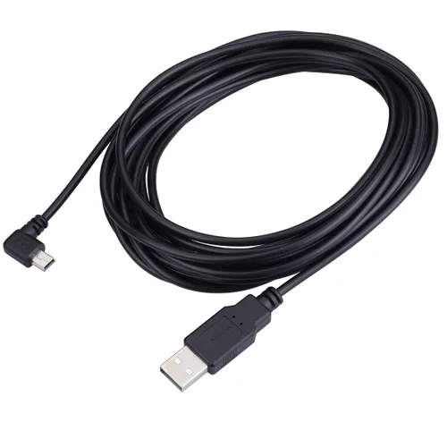 Miniatura 2 de Cable USB 2.0 extra largo de 16.4 ft a mini USB de 90 grados de ángulo izquierdo Cable de carga con 5 clips de cableado para Garmin Nuvi GPS Dash
