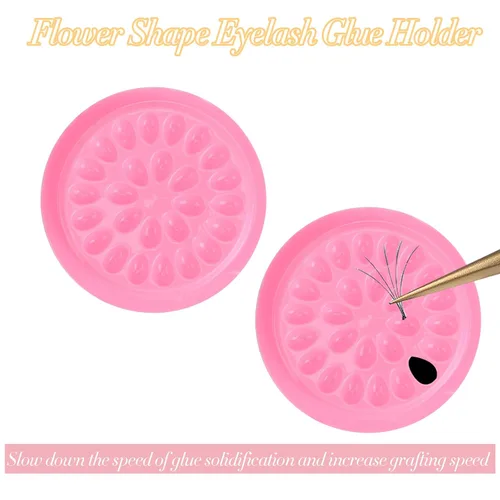 Miniatura 7 de 100 soportes para pegamento de pestañas postizas, bandejas de pestañas para extensiones, almohadillas de plástico desechables para paletas de Rosa