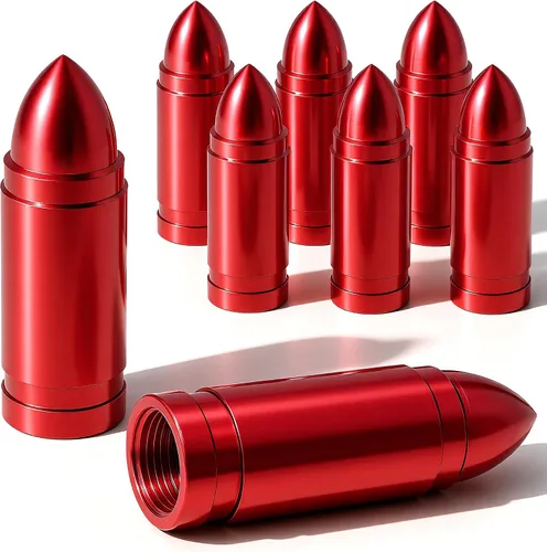 Miniatura 42 de 4 piezas de tapas de válvula de neumático estilo bala, resistentes a la corrosión, tapas universales de válvula de neumático de aleación de aluminio