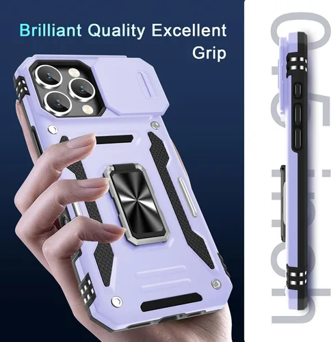 Miniatura 232 de DEERLAMN Funda para iPhone Xs Max con funda deslizante para cámara + protector de pantalla, soporte giratorio de anillo de grado militar a prueba