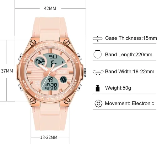 Miniatura 5 de RORIOS Reloj deportivo para hombre, relojes digitales con alarma, relojes de pulsera luminosos, multifunción, reloj militar para niños y hombres