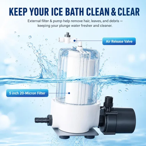 Miniatura 5 de Enfriador de agua para baño de hielo para bañeras frías, enfriador de inmersión en frío mejorado de 1 HP con filtro externo y bomba, bomba