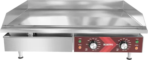 EGGKITPO Plancha eléctrica comercial de 29 pulgadas, parrilla grande para encimera, 240 V, 3500 W, antiadherente, parrilla Teppanyaki de acero