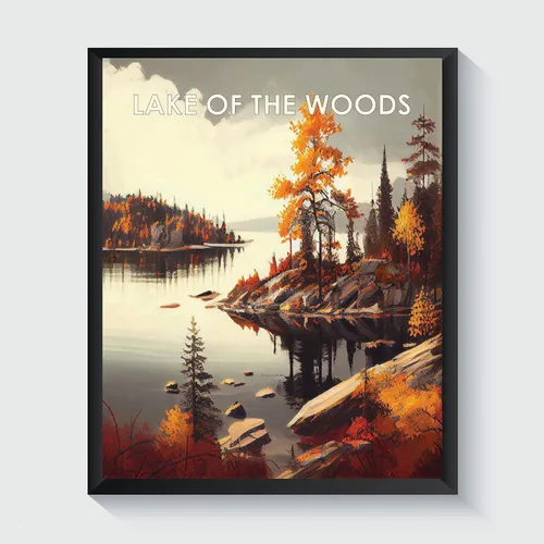 Miniatura 18 de Yellowstone Lake - Póster impreso artístico, ilustración, arte de pared, decoración de paisaje retro, paisaje, obra de arte para decoración de Lago