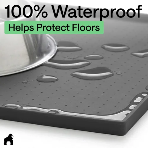 Miniatura 4 de Gorilla Grip - Tapete de 100% silicona impermeable con borde elevado, sin BPA, para alimentación de mascotas, contiene derrames, protege el piso