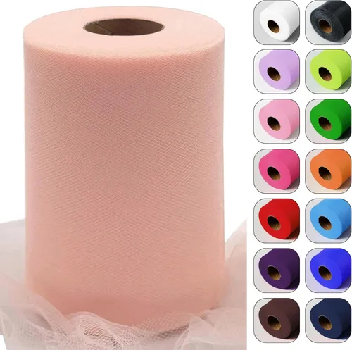 Miniatura 31 de Rollos de tela de tul verde ácido de 6 pulgadas por 100 yardas (300 pies) Cinta de tul para tutú, falda, envoltorio de regalo, decoración de boda