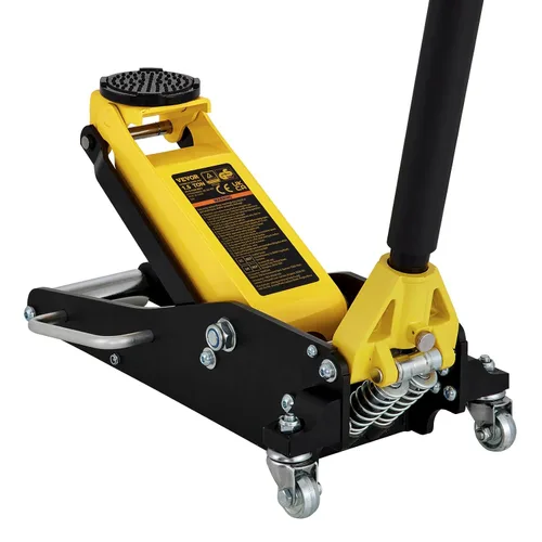 VEVOR Gato de piso de perfil bajo de 1.5 toneladas (3300 libras), elevador de tierra de carreras de aluminio y acero con pistones duales, bomba de