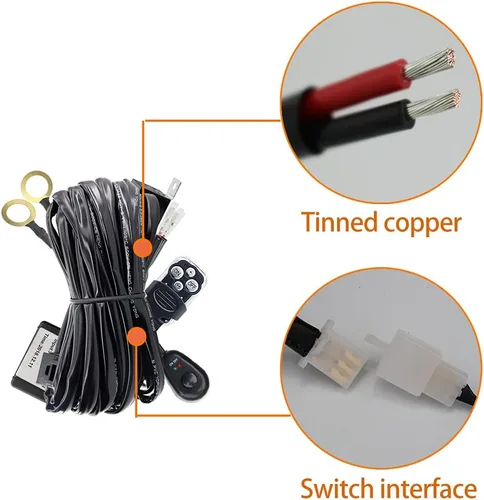 Miniatura 5 de Barra de luces LED de trabajo, kit de arnés de cableado remoto, 1 cable DC12V 40A, luces LED, interruptor de arnés de cableado remoto, relé de cable