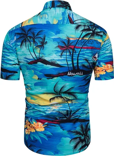 Miniatura 3 de TUNEVUSE Camisa hawaiana de manga corta para hombre, trajes con estampado de flores, conjuntos tropicales de 2 piezas, camisas y pantalones cortos