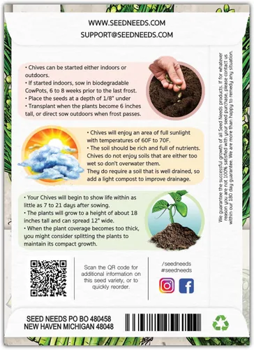 Miniatura 2 de Seed Needs Semillas de cebollino para plantar cebolletas de ajo, herencia sin OMG y hierbas perennes sin tratar para cultivar un jardín de hierbas