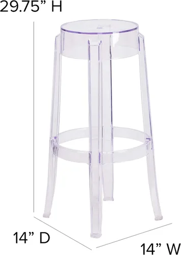Miniatura 3 de Flash Furniture Taburete de bar Laney de 29.75 pulgadas de alto transparente