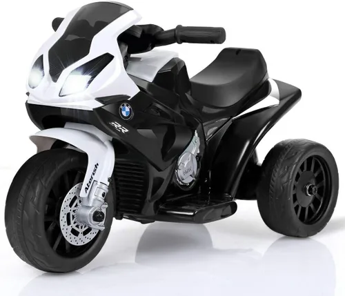 Miniatura 9 de Costzon Motocicleta eléctrica para niños, con licencia BMW de 6 V, juguete alimentado por batería con faros delanteros y música, pedal, 3 ruedas
