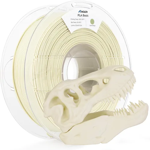 AMOLEN - Filamento para impresora 3D PLA, filamento PLA de alta velocidad de 600 mm/s de 1.75 mm, color blanco hueso (beige arena), 1 kg/2.2 lb,