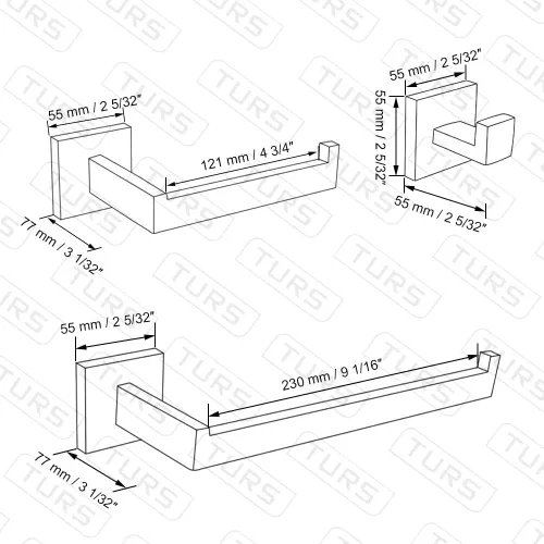 Miniatura 6 de TURS Juego de accesorios de baño de 3 piezas, soporte para toallas de mano negro y dorado, soporte para papel higiénico, gancho para toallas, juego