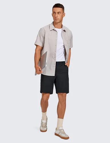 Miniatura 3 de CRZ YOGA Pantalones cortos de golf cómodos todo el día para hombre, 7 pulgadas9 pulgadas, elásticos, ligeros, parte delantera plana para trabajo