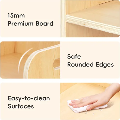 Miniatura 7 de OOOK Juego de Mesa y Silla de Destete Montessori, Juego de Mesa y Silla de Actividades para Niños con Valla para Leer, Jugar, Hora de Merienda
