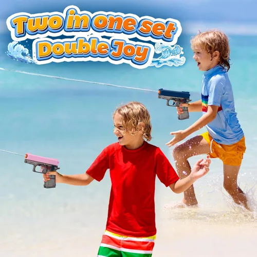 Miniatura 2 de Paquete de 2 pistolas de agua para niños - Pistola de chorro disparadora empapadora de agua pistola de agua juguetes para niños pequeños, niños