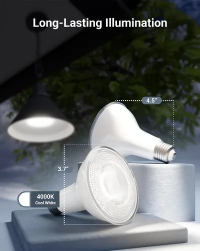 Miniatura 3 de Sunco - Paquete de 4 bombillas LED PAR30 del anochecer al amanecer, 850 lúmenes, 11 W, 4000 K blanco frío, no regulable, E26, bombilla de inundación