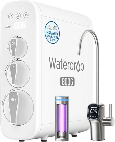 Waterdrop Sistema de ósmosis inversa G3P800, flujo rápido de 800 GPD, certificado NSF/ANSI 42 y 53 y 58 y 372, 3:1 puro para drenar, sistema de
