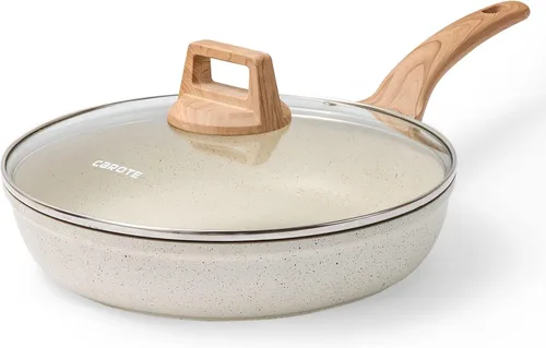 Miniatura 8 de CAROTE - Sartén antiadherente de 8 pulgadas con tapa de vidrio, sartén para huevos y tortillas, utensilios de cocina de granito, libre de PFOA
