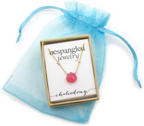 Miniatura 22 de Collar con colgante de piedra natal con piedra preciosa genuina, relleno de oro de 14 quilates, 18 pulgadas
