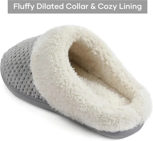 Miniatura 4 de ULTRAIDEAS Pantuflas de forro polar cómodas para mujer, de espuma viscoelástica, sin cordones, para interiores y exteriores