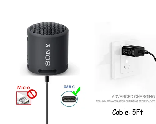 Miniatura 3 de Cable de carga compatible con Sony SRS-XB13 SRS-XB23 SRS-XB33 SRS-XB43 XG300 SRS-XE200 SRS-XE300 X Altavoz portátil, Sony SRS-NS7 SRS-NB10 Adaptador